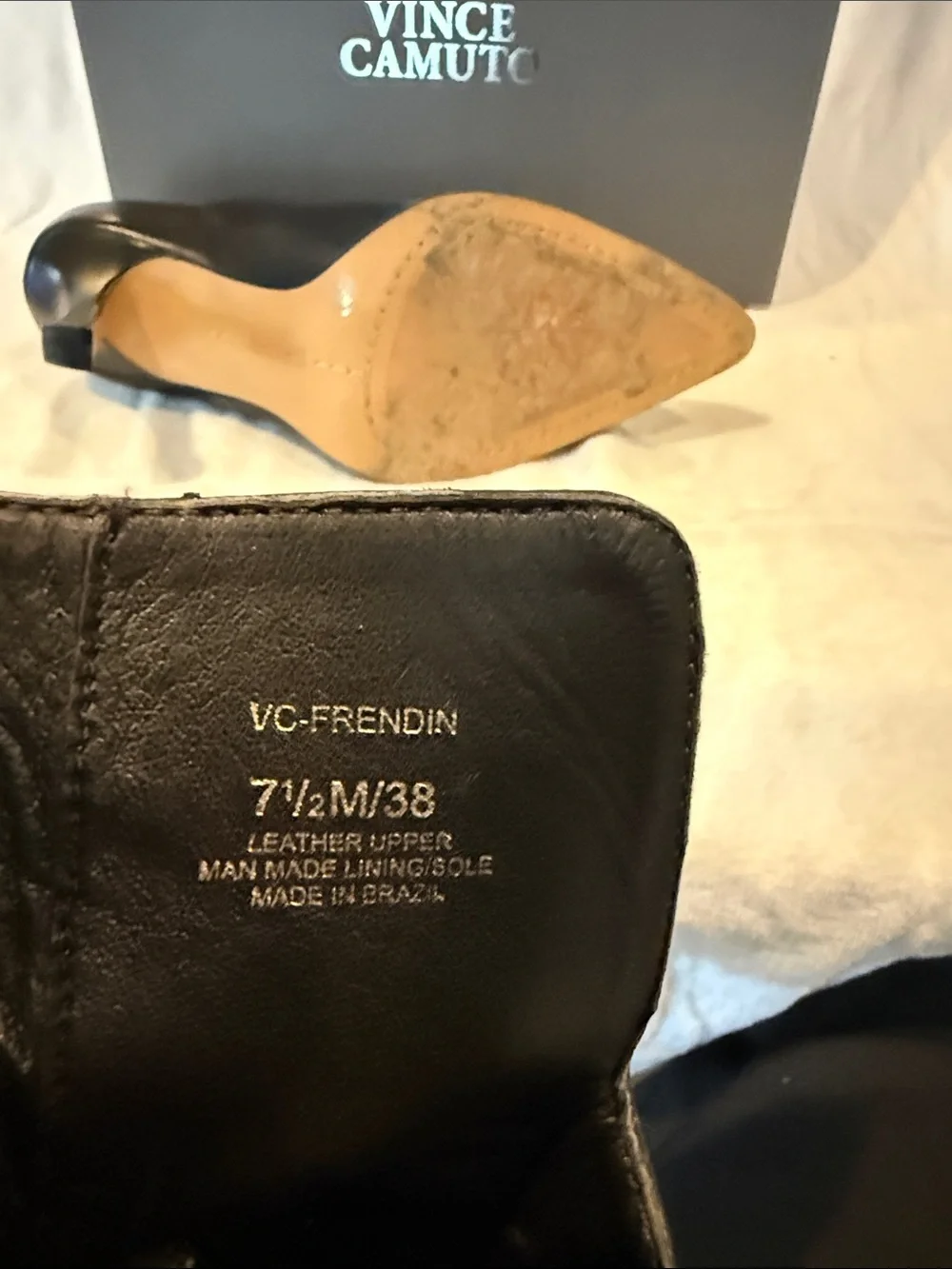Vince Camuto Black Pointed-Toe Leather Ankle Booties